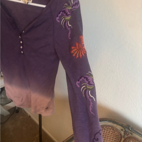 Lucky Brand Purple and Pink Ombre Long Sleeve Top - Picture 3 of 7